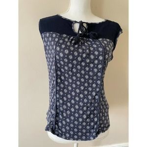 Max Jeans Womens Blue Sleeveless Round Neck Top Paisley Print Size XS